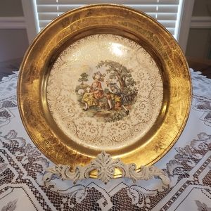 Vintage late 30's Dinner Plate rimmed in 22K Gold